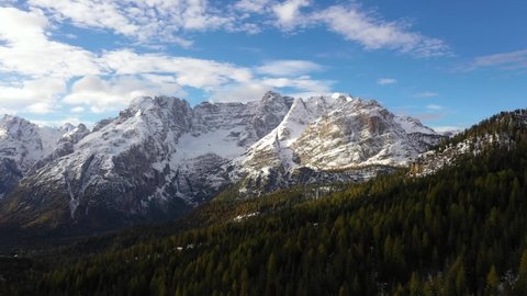Aerial landscape from the drone - dolomite mountains
