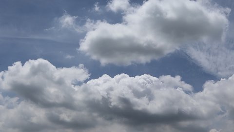 Time lapse, blue sky and white cloud background closeup. Nature create very beautifully.
