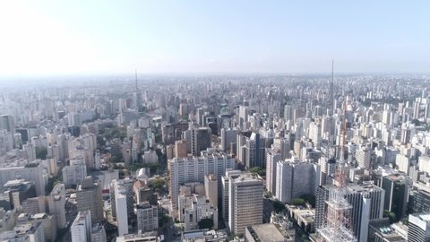 Aerial view of the city of Sao Paulo, Brazil. 4K.