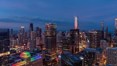 Chicago Skyline Day to Night Time Lapse