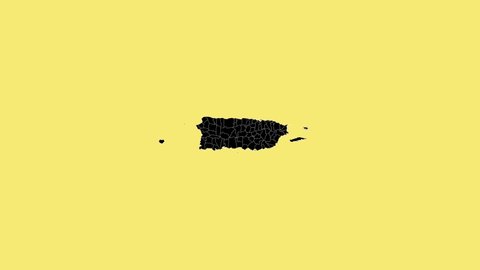 Zoom Out Animation High Detailed Map Of Puerto Rico With Yellow Background
