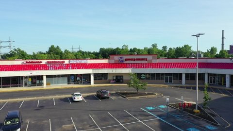 Staten Island, NY/United States - July 18, 2020: This video shows views of an empty strip mall.  The mall is closed due to Covid-19.  