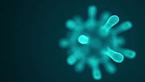 Rotating Coronavirus, virus strain of MERS-Cov and Novel coronavirus 2019-nCoV, Covid-19. Concept of 3d dangerous virus, particles effect. 4k video animation.
