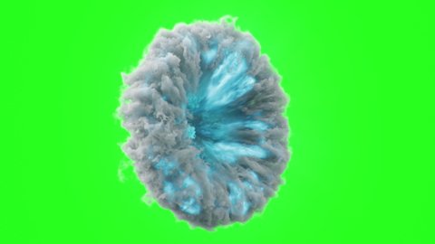 Opening vortex smoke portal, gateway to another dimension of the world. Magic portal of clouds, smoke on a black background. Emission blue energy within the portal, 3D 4k animation with green screen