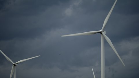 The energy of the future. Raw power and energy. Wind farm turbine in motion. Generating clean power from wind. The future. Shot in 4k. 