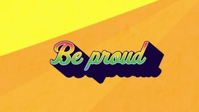 Animation of retro be proud rainbow text over rainbow on pulsating red and orange circles in the background. pride retro colour and movement concept digitally generated image. - Powered by Shutterstock - Get 15% off with code: PIKWIZARD15