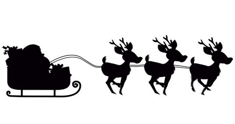 Santa Sleigh Reindeer Flying Gold Silhouette Stock Vector (Royalty Free ...