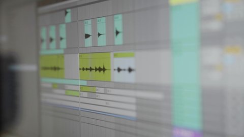 Close up shot of a open mixing programme for audio and music production.