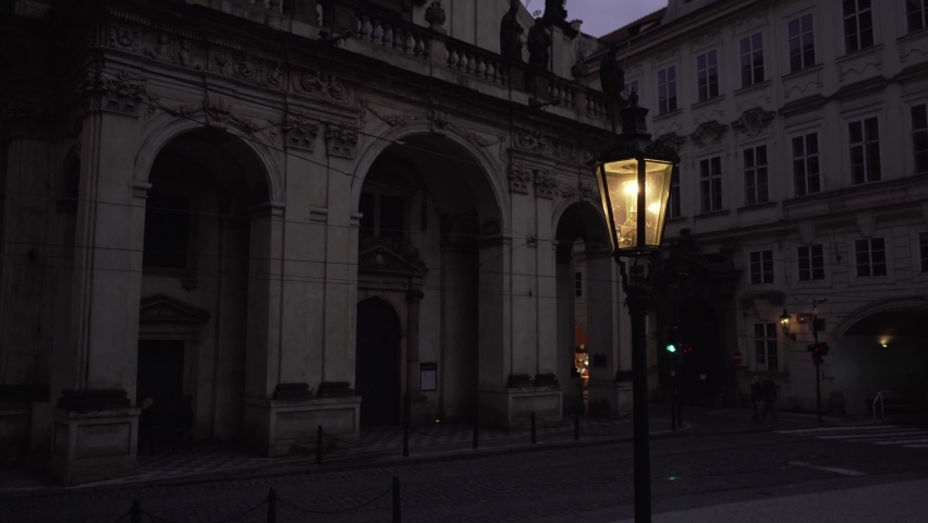 
light from street lights in the center of Prague at night Royalty-Free Stock Footage #1061670778