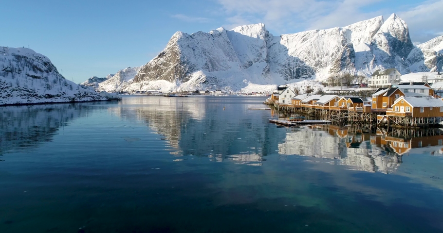Winter landscape of Norway lofoten islands Royalty-Free Stock Footage #1061673211