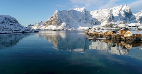 Winter landscape of Norway lofoten islands