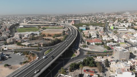 Aerial view on highway in Limassol Cyprus