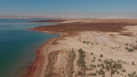 [4K] Aerial Dolly View | Salt Dead Sea, Jordan
