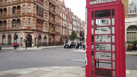 London / United Kingdom (UK) - 10 29 2020: Harley Street London phone box in foreground 