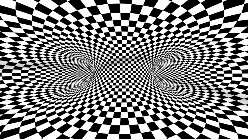 4k Seamless loop. Chess illusion geometric kaleidoscope. Wormhole room. Black and white optical illusion tunnel. Checkerboard moving. Royalty-Free Stock Footage #1061709226