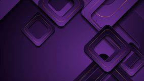 Dark violet and golden geometric motion background with abstract squares. Seamless looping. Video animation Ultra HD 4K 3840x2160