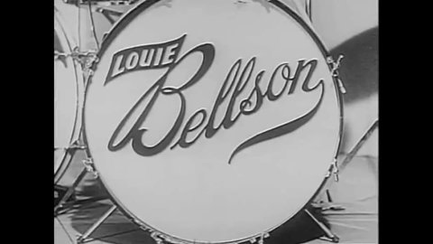 CIRCA 1955 - Duke Ellington's drummer Louie Bellson plays an extended solo at the Harlem Variety Revue.