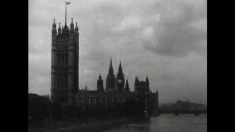 CIRCA 1920 - Excellent views of Westminster Abbey and Big Ben in London, England.