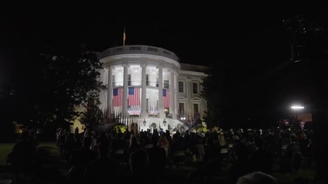 CIRCA 2020 - President Donald Trump hosts Amy Coney Barrett (ACB) swearing in ceremony at the White House, Washington DC.
