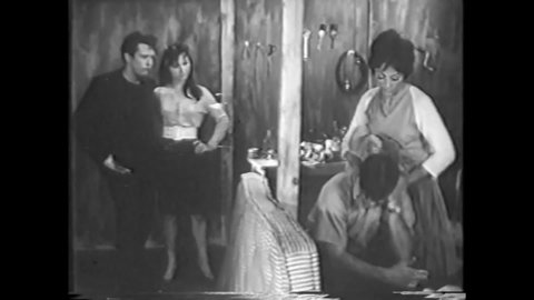 CIRCA 1963 - In this sexploitation movie, a woman tries to force another woman to join her and two men for an orgy but she escapes.