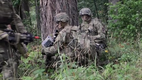 CIRCA 2020 - U.S. Army soldiers with NATO’s enhanced Forward Presence Battlegroup scout and reconnaissance training Poland.
