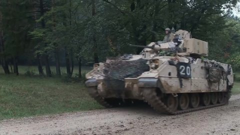 CIRCA 2020 - U.S. Army Bradley Fighting Vehicle, Slovenian M-84 Main Battle Tank, Ukranian BMP1 Infantry Fighting Vehicle.