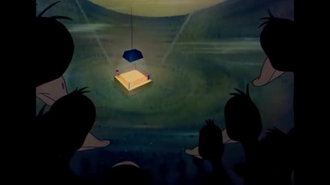 CIRCA 1943 - In this animated film, a biased duck announcer introduces Elmer Fudd and Daffy Duck at a boxing match.