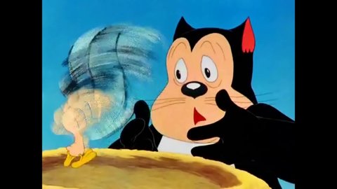 CIRCA 1942 - In this animated film, Tweety Bird outwits feline caricatures of Abbott and Costello who want him for dinner.