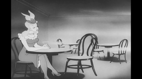 CIRCA 1943 - In this animated film a drunk Private Snafu tells military secrets to a beautiful Nazi spy, who is then able to alert Hitler.