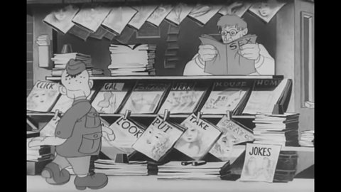 CIRCA 1943 - In this animated film, Private Snafu shares military secrets unaware that spies are listening, and gets drunk.