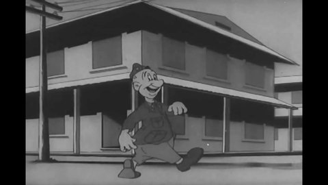 CIRCA 1943 - In this animated film, Private Snafu shares military secrets on a phone call unaware that Japanese spies are listening.