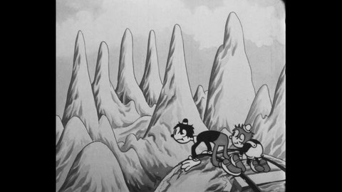 CIRCA 1931 - In this animated film, Dick and Larry encounter unfriendly wildlife in the Swiss Alps.
