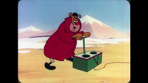 CIRCA 1951 - In this animated film, a canine criminal can't escape Mounties Heckle and Jeckle in a wintry landscape no matter how hard he tries.