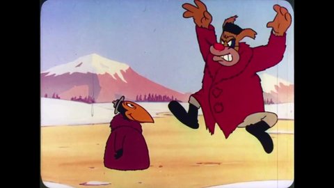 CIRCA 1951 - In this animated film, Mounties Heckle and Jeckle fight and arrest a canine criminal, but he gets away.