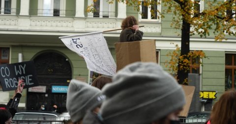 Szczecin / Poland - 10 29 2020: men protesting against abortion laws