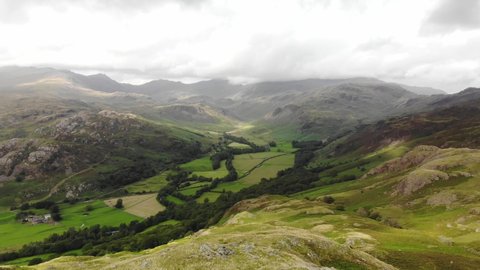 Aerial Drone Shot of the Beautiful Eskdale Valley in the Lake District, UK