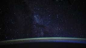 Time-lapse of Planet Earth at night with milkyway seen from the the International Space Station ISS