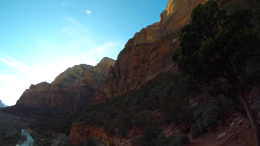 Utah - beautiful scenic nature landscape of river in Zions National Park