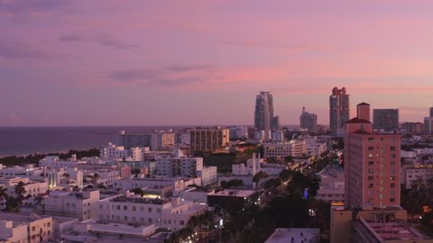 Cinematic drone shots on Miami South Beach, Florida  09.09.2020 