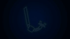 Glowing neon line Snorkel icon isolated on black background. Diving underwater equipment. 4K Video motion graphic animation.