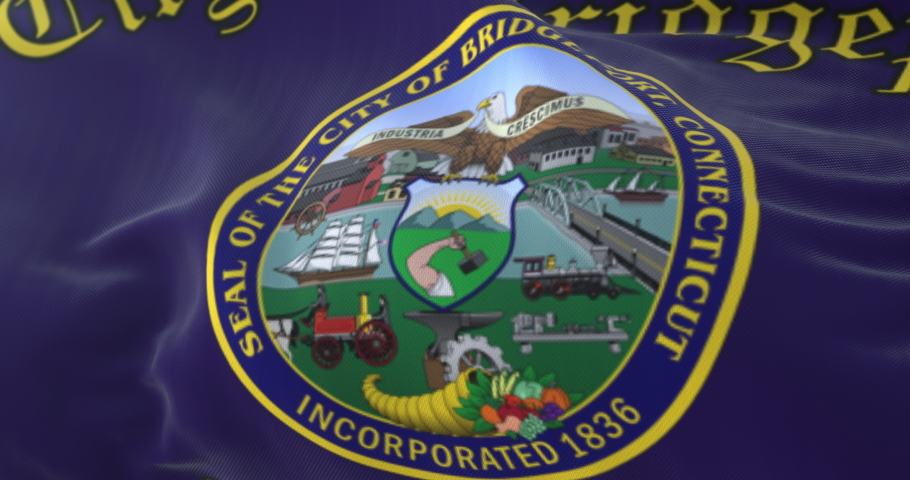 Bridgeport city flag, Connecticut state, United States of America - loop