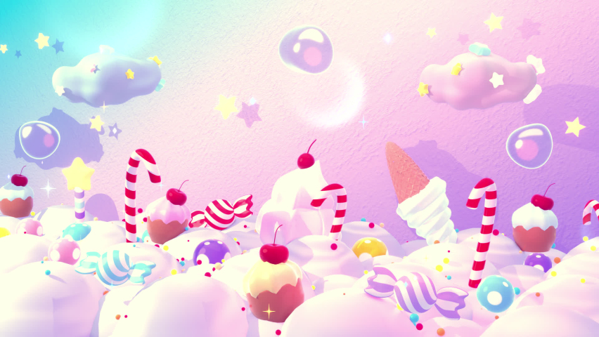 Looped horizontal scrolling background of sweet candy land animation. Royalty-Free Stock Footage #1061766211