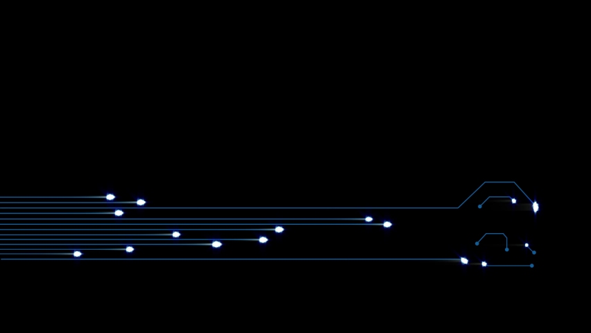 4K Blue circuit board lower third for two lines subtitle. The video contains alpha channel to use as matte. 