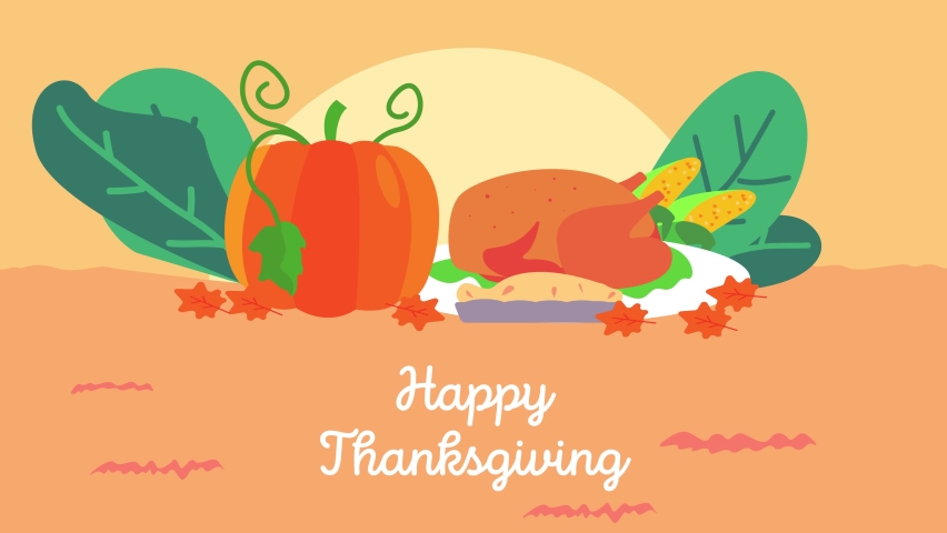 Animated Cartoon Design Happy Thanksgiving Text Stock Footage Video ...