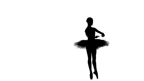 young beautiful dancer posing on a white background. ballet dancer in white tutu, girl in pointe, silhouette, slow motion