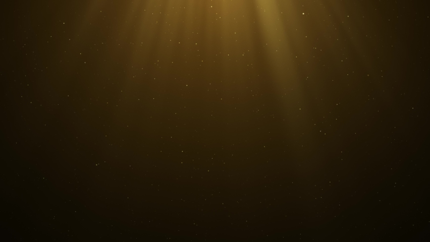 Beautiful Gold Glitter Floating Dust Particles with Flare on Black Background in Slow Motion. Looped 3d Animation of Dynamic Wind Particles In The Air With Bokeh. Royalty-Free Stock Footage #1061773843