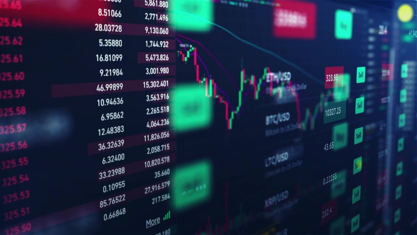 Stock market business index orders price. Business economic and finance concept. Bullish and bearish trend. Volatility of Bitcoin btc and cryptocurrency Royalty-Free Stock Footage #1061774329