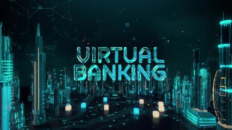 Virtual Banking with digital technology hitech concept