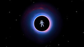 Astronaut falling on black hole rotation Loop with twinkle stars - 4K Rotating black hole, Spiral Galaxy, Deep Space Exploration, Rotating black hole on Space Background 4K 3D abstract animation. - Powered by Shutterstock - Get 15% off with code: PIKWIZARD15