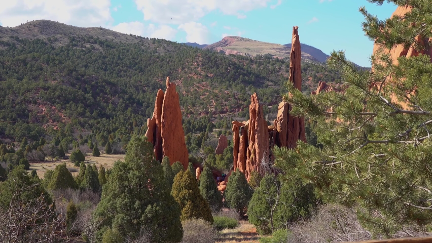 Eroded red-sandstone formations. Garden of the Gods, Colorado Springs, USA